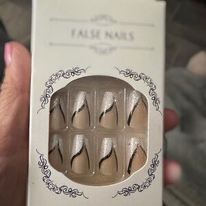 Elegant Black and Silver False Nails